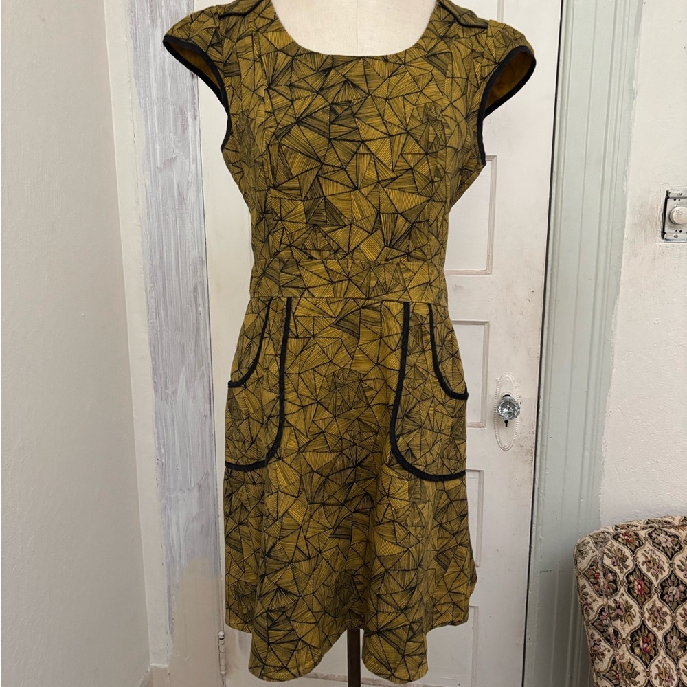 Nooworks Abstract Geometric Fit Flare Pocket A Line Mini Dress Size XL - Picture 6 of 9